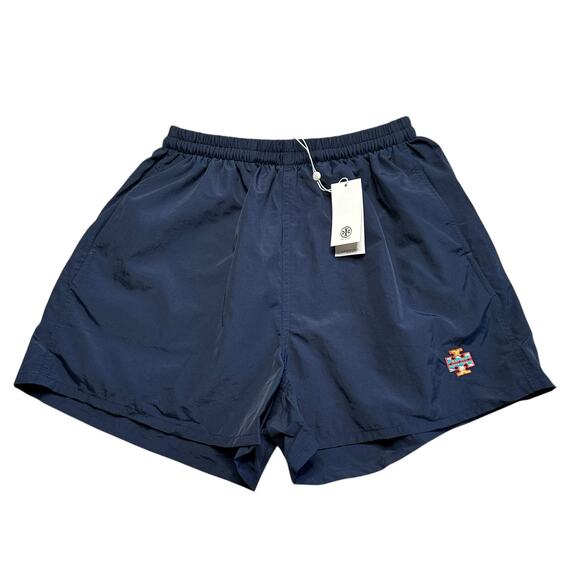 TORY BURCH SPORT Navy Blue Relaxed Performance Nylon Shorts Women's Small NWT - Picture 1 of 9
